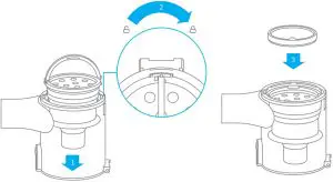 Installing the Dust Compartment, Pre-filter, and Cyclone Assembly