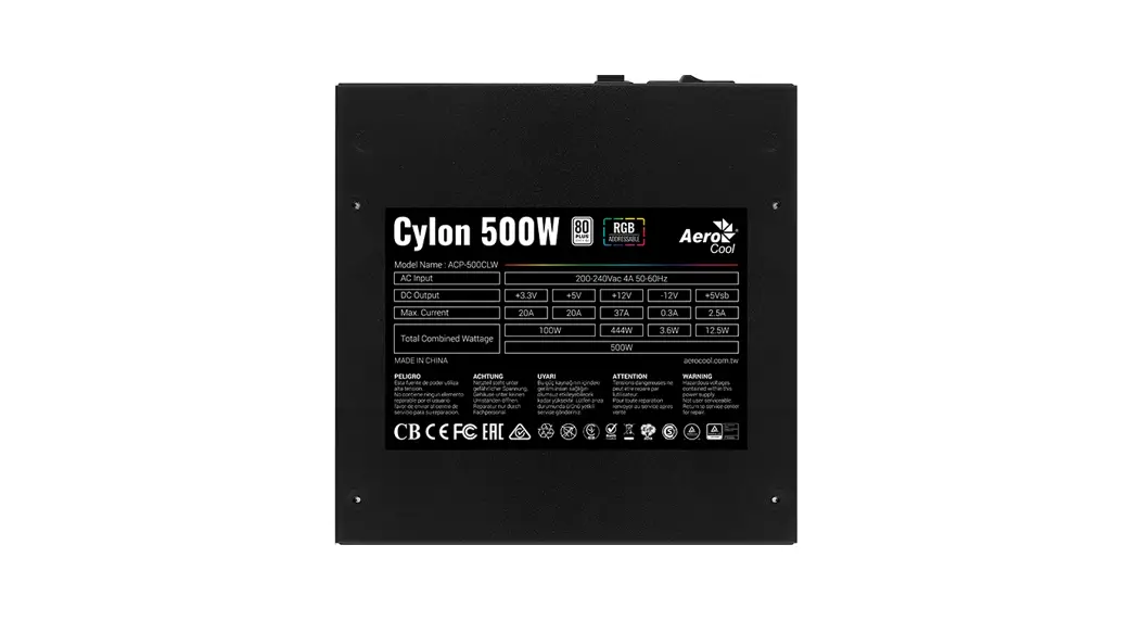 Aerocool Cylon Psu 500w 80+ Argb Power Supply Instructions