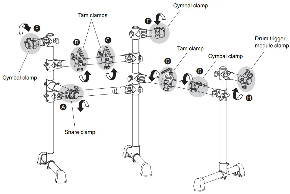 YAMAHA RS6 ELECTRONIC DRUM RACK RACK DE BATTERIE - Attaching the Holders