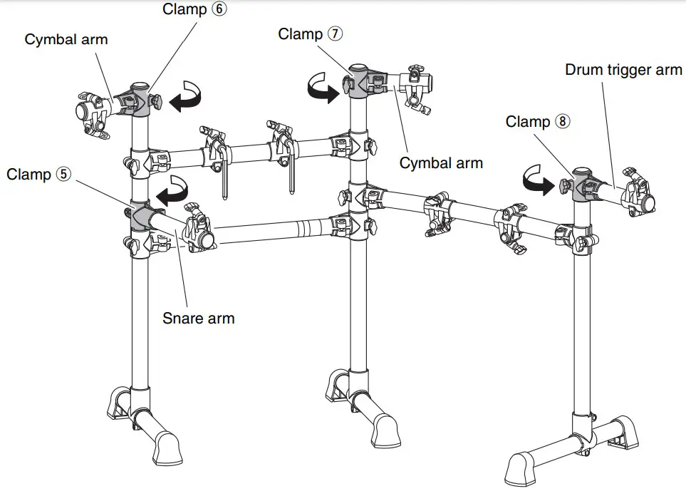 YAMAHA RS6 ELECTRONIC DRUM RACK RACK DE BATTERIE - Loosen the clamp