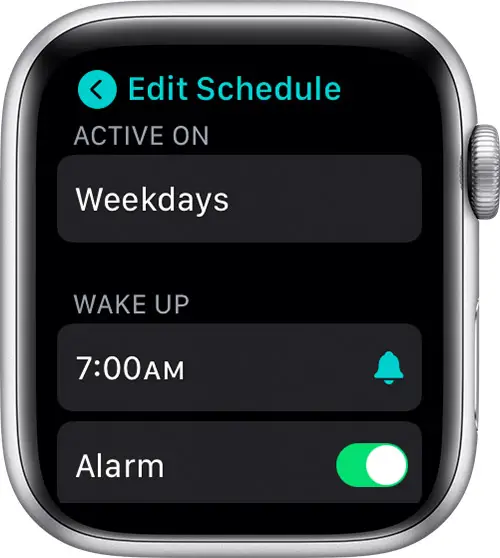 Edit full sleep schedule on Apple Watch
