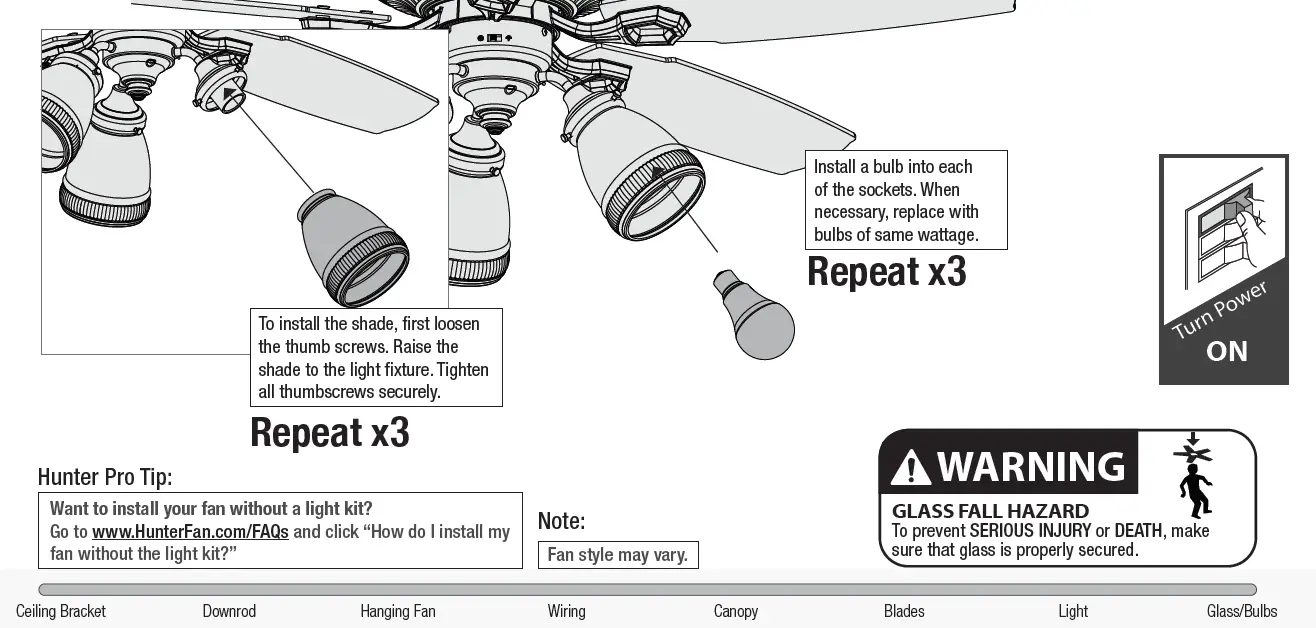 Hunter 51727 Pickens 44 Inch Matte Black LED 16