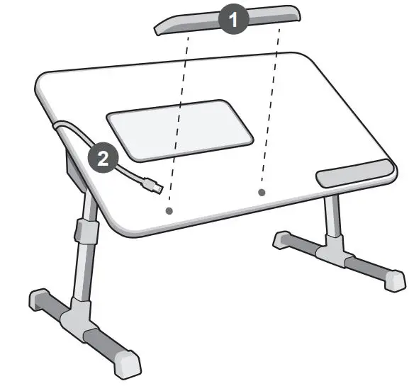 Aluratek ACT01F ACT01FB Adjustable Ergonomic Laptop Cooling Table with Fan User Manual - Bumper Installation