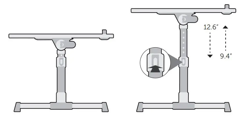 Aluratek ACT01F ACT01FB Adjustable Ergonomic Laptop Cooling Table with Fan User Manual - Height Adjustment