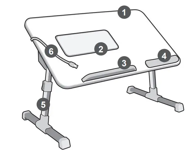Aluratek ACT01F ACT01FB Adjustable Ergonomic Laptop Cooling Table with Fan User Manual - Product Overview
