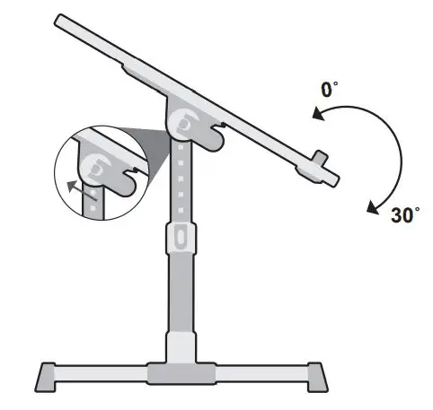 Aluratek ACT01F ACT01FB Adjustable Ergonomic Laptop Cooling Table with Fan User Manual - Tilt Adjustment
