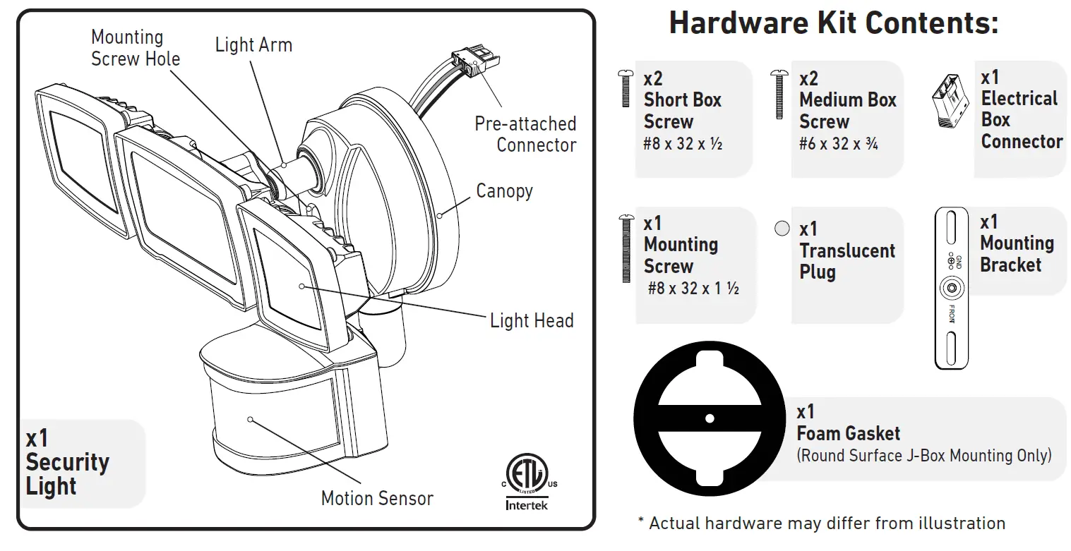 Good Earth SE1293-WH3-02LF0-G IP65 Motion-Activated 2N1 Security Light 1
