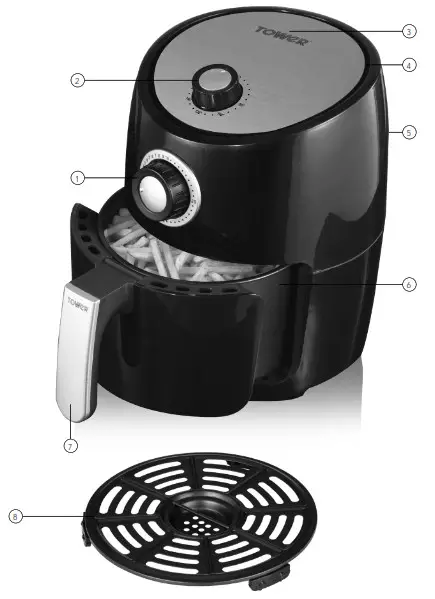 TOWER 2.2 Litre Air Fryer T17023 - Structure of your appliance