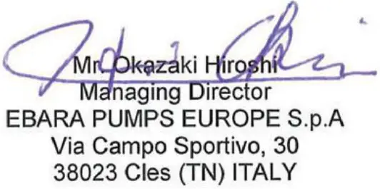 EBARA Motor Driven Pumps - Signature