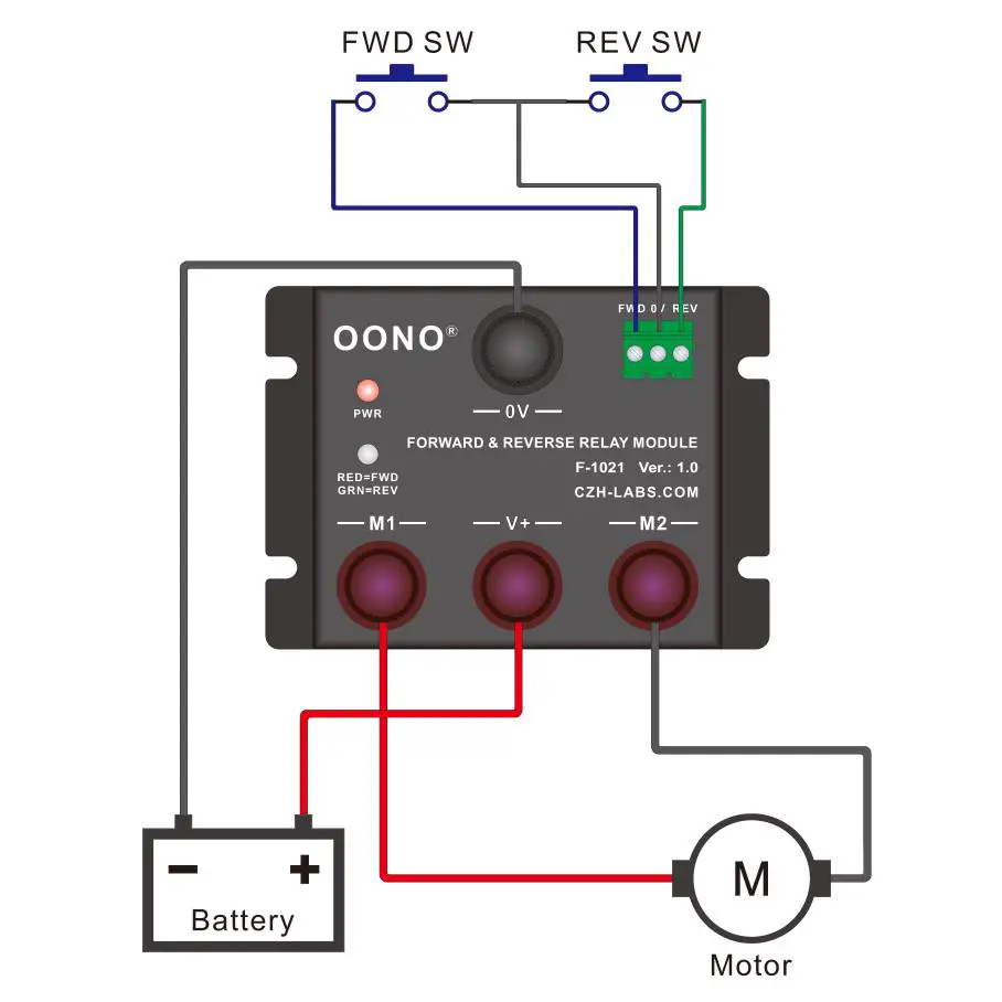 OONO 50 Amp Forward & Reverse Relay Module - Wiring diagram
