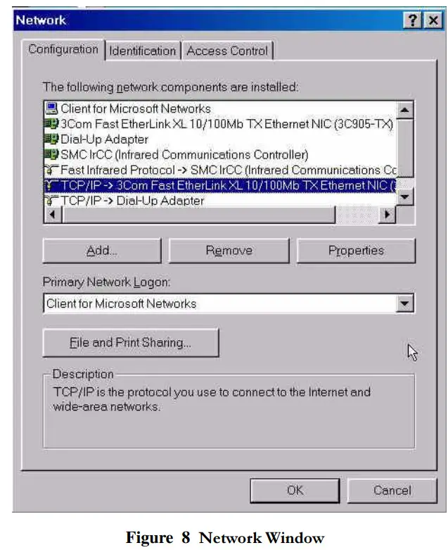 com21 DP111 Doxport 111 Cable Modem - network window