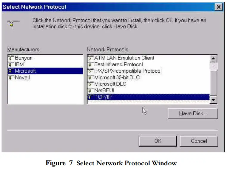 com21 DP111 Doxport 111 Cable Modem - protocol window