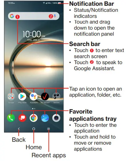 TCL-T781S Smartphone- Home screen