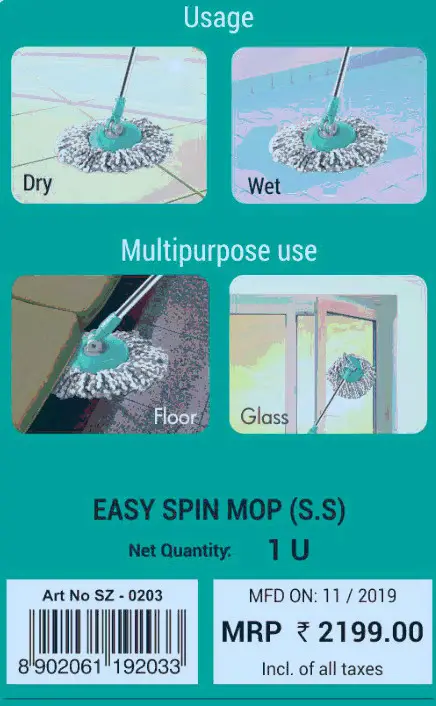 spotzero CCPDFLR053ASSRCTN1 Royale Steel Wringer Spin Mop With Big Wheels - bar