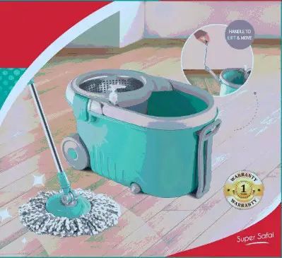 spotzero CCPDFLR053ASSRCTN1 Royale Steel Wringer Spin Mop With Big Wheels - fig 3
