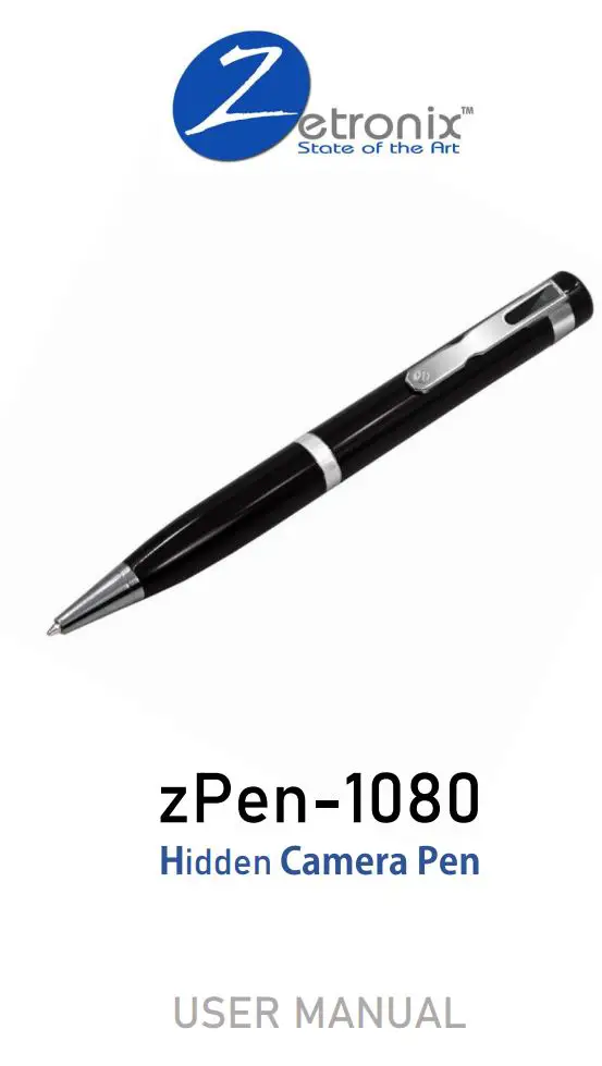Zetronix zPena-1080 Hidden Camera Pen User Manual