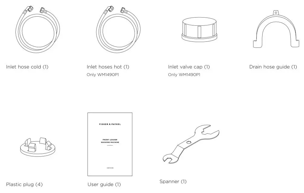 FISHER PAYKEL WH8060J Front Loader Washing Machine - SUPPLIED PARTS