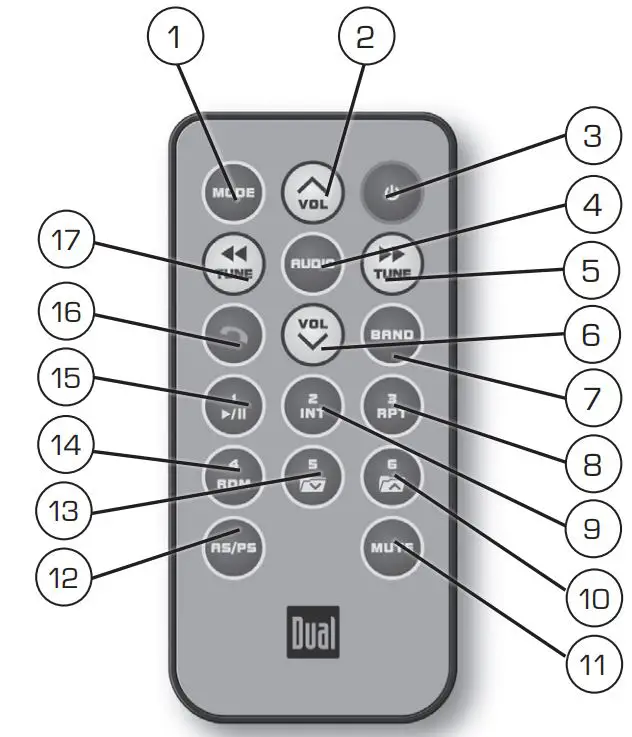Dual AM FM Marine Receiver with Bluetooth and Fixed Face Installation Guide - remote control overview