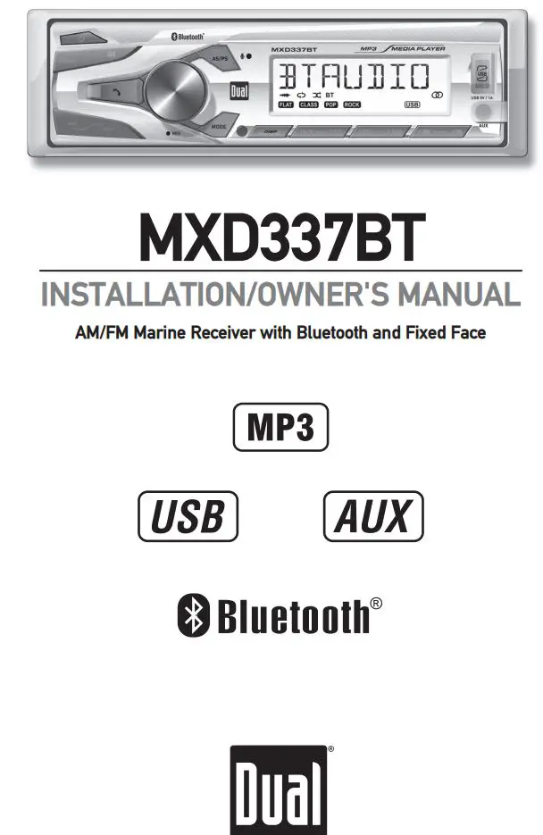 Dual AM FM Marine Receiver with Bluetooth and Fixed Face Installation Guide