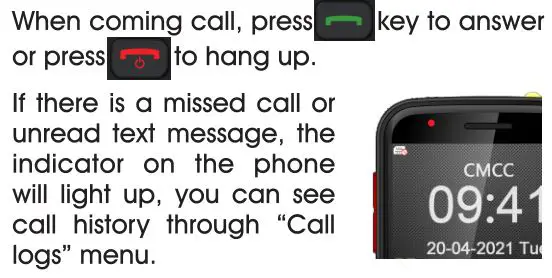 UNIWA Elder Mobile Phone - Answer a Call