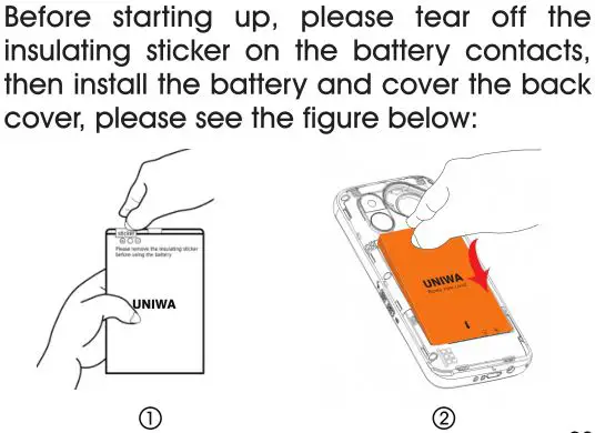 UNIWA Elder Mobile Phone - Install The Battery