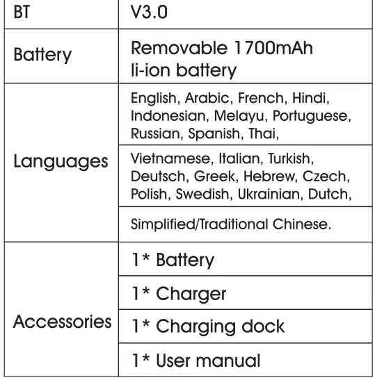 UNIWA Elder Mobile Phone - Product Specifications 3