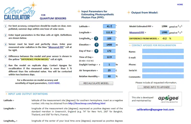 Clear Sky Calculator