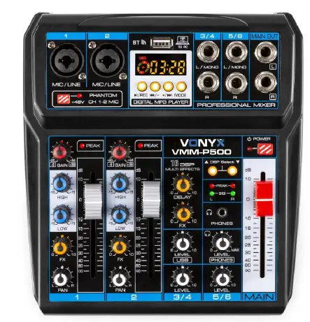 VONYX VMM-P500 4Music Mixer 4Ch-BT-MP3-US