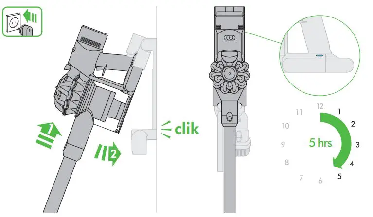 dyson Vacuum Cleaner User Manual - Recharging on the dock