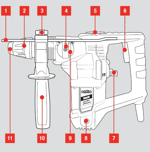 ozito-900W-3-5J-Rotary-Hammer-Drill-Kit-5