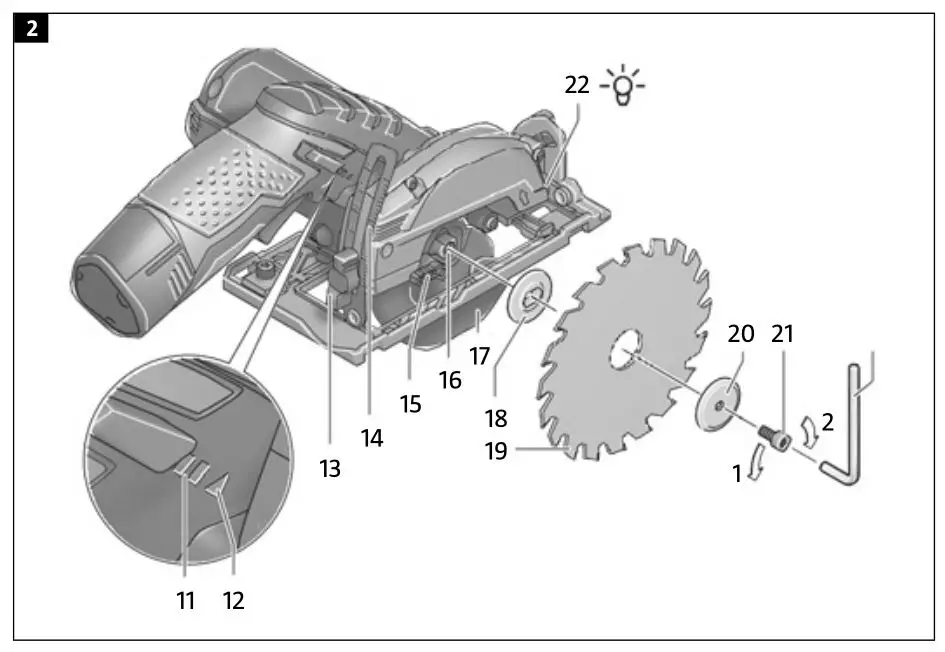MEEC TOOLS 019803 12V Compact Circular Saw - Figure 2