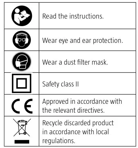 MEEC TOOLS 019803 12V Compact Circular Saw - Symbols