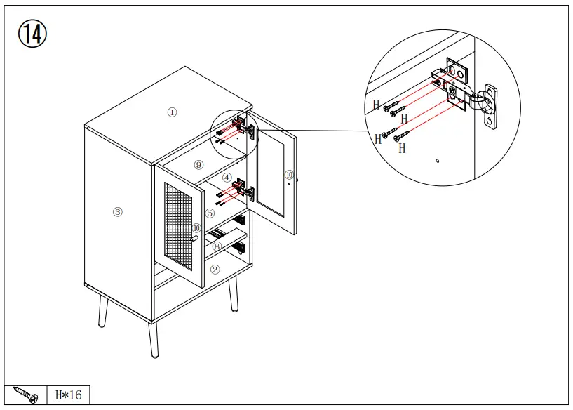 URTR HY02144Y Vintage Classic Oak Wood Sideboard - Fig 116