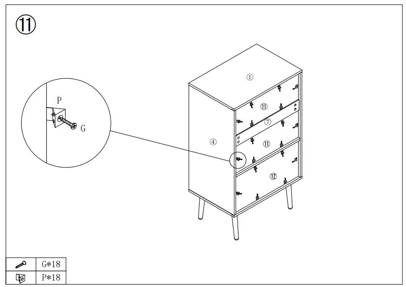URTR HY02144Y Vintage Classic Oak Wood Sideboard - Fig 10