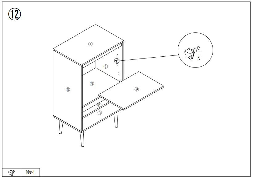URTR HY02144Y Vintage Classic Oak Wood Sideboard - Fig 14