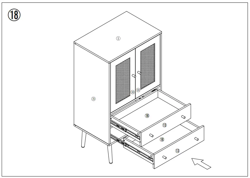 URTR HY02144Y Vintage Classic Oak Wood Sideboard - Fig 19