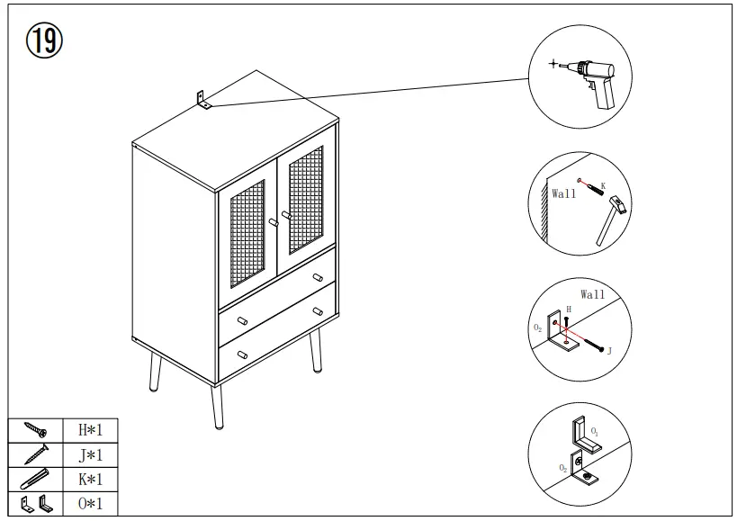 URTR HY02144Y Vintage Classic Oak Wood Sideboard - Fig 19