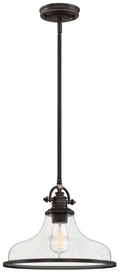 QUOIZEL GRTS2814PN Grant Seedy Glass Palladian Bronze One Light Pendant -