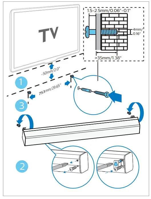 PHILIPS TAB7305-37 300W 2.1-Channel Soundbar System - Screw