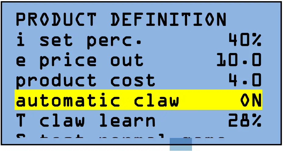 Automatic claw adjustment