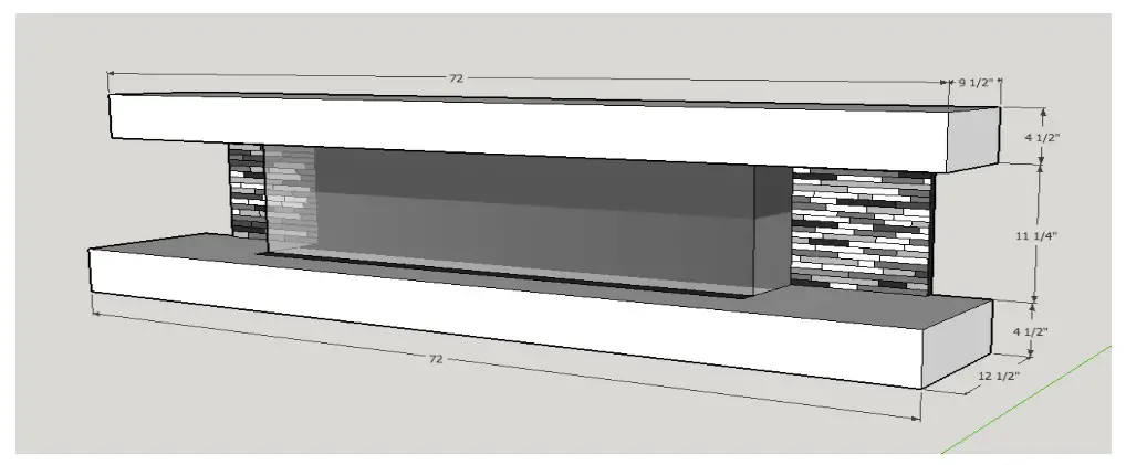 Evolution Fires Vegas 72 Electric Fireplace - Specification and Dimension