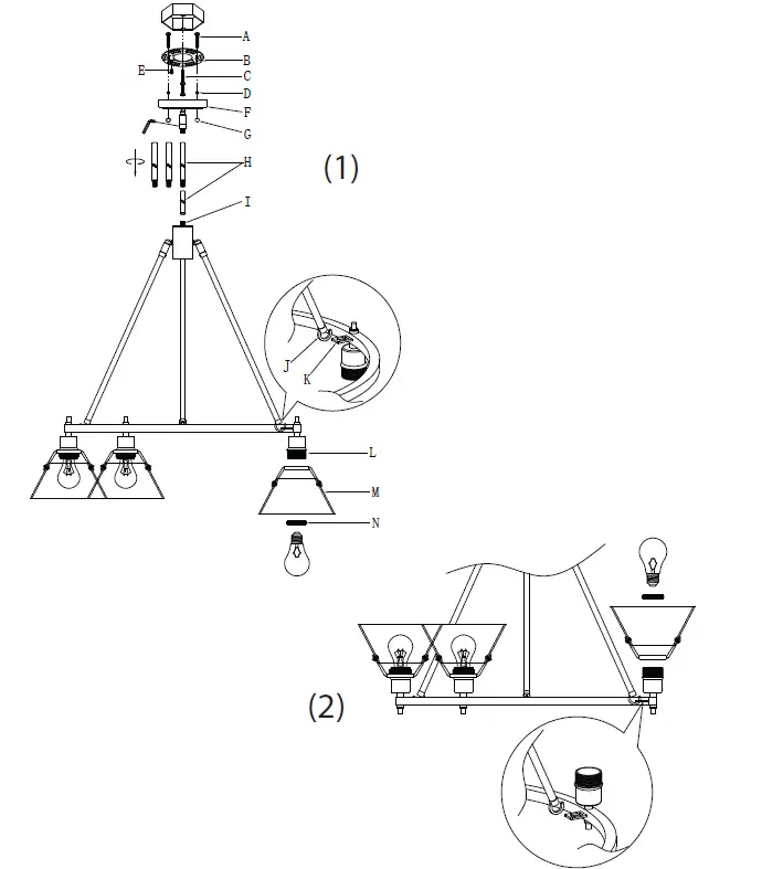 GOLDEN LIGHTING 3306-6-Orwell-6-Light-29-inch-Matte-Black-Chandelier-Ceiling-Light-fig- (5)