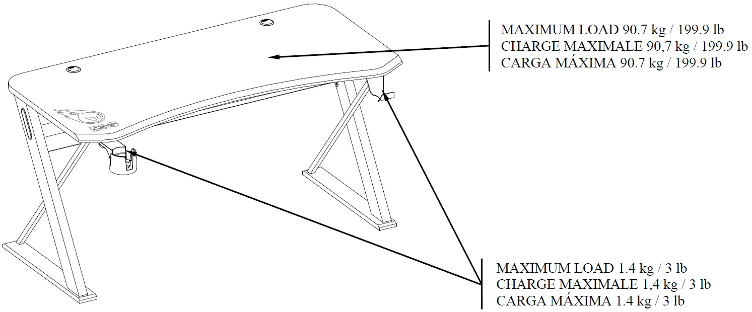 DPS CSC60GD-1 60 Inch Gaming Desk 03