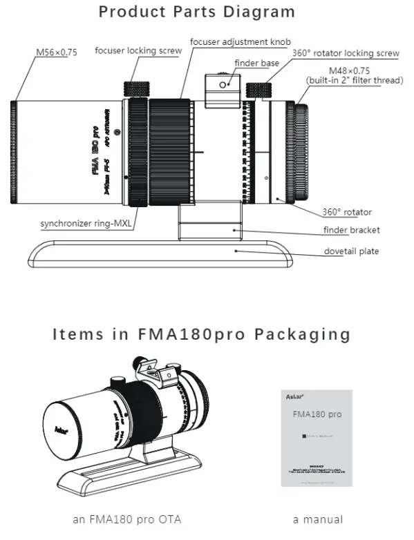 Askar FMA180Pro 40mm f 4.5 Apo Astrophotography Lens - fig 2