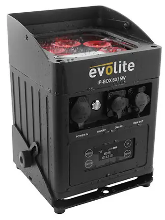 evolite IP BOX 6X15W RGBWA 5in1 ip65 Battery Projector-