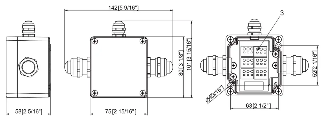 Junction box with one output