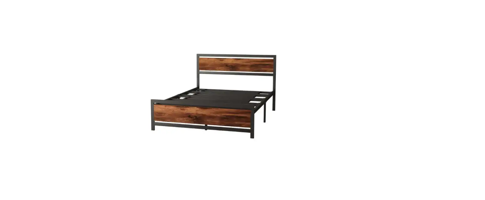 Ziruwu Zt-zqp7sf Black Metal And Wood Bed Frame Instruction Manual