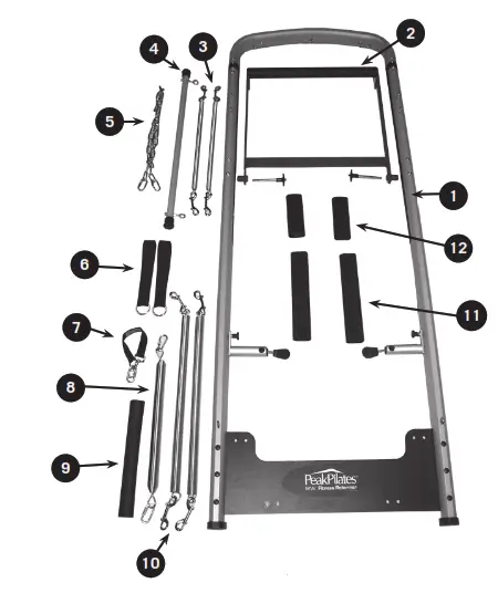 PEAK PILATES MVe ® Reformer Tower Conversion Kit -Tower Conversion Kit Components