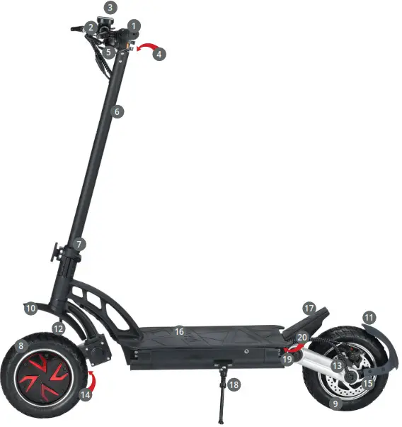 VMAX R55 Usain Rolled Scooter - PARTS DESCRIPTION