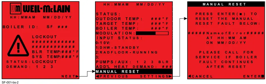 WEIL McLAIN 750 MBH Commercial Condensing Gas Fired Water Boiler - LOCKOUT SCREEN